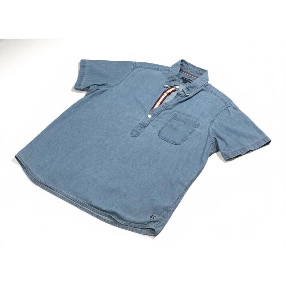 Cremieux denim chambray popover shirt Mans XL Pocket Casual